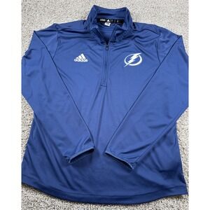 Adidas Tampa Bay Lightning Mens Performance Quarter 1/4 Zip Pullover Large
